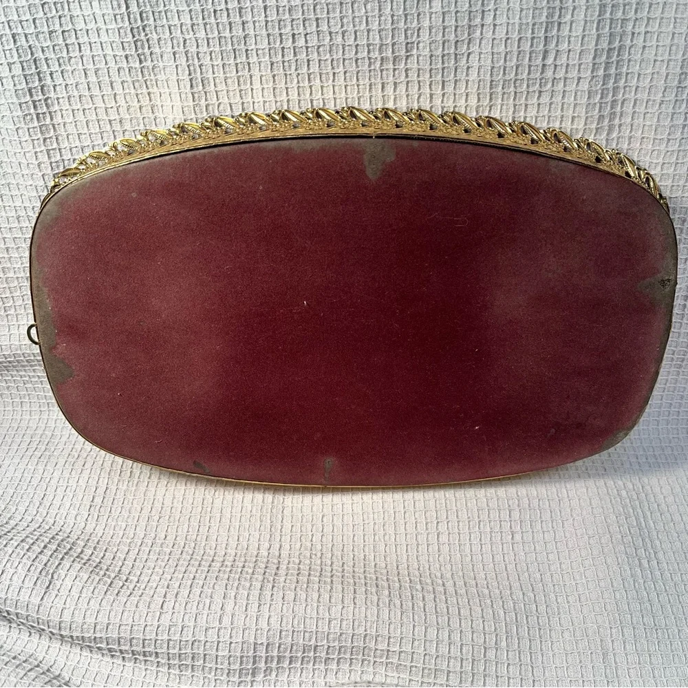 Vintage gold tone filigree vanity mirror